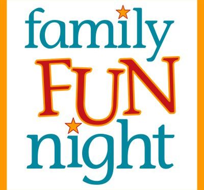 Graphic design of the words Family Fun Night.