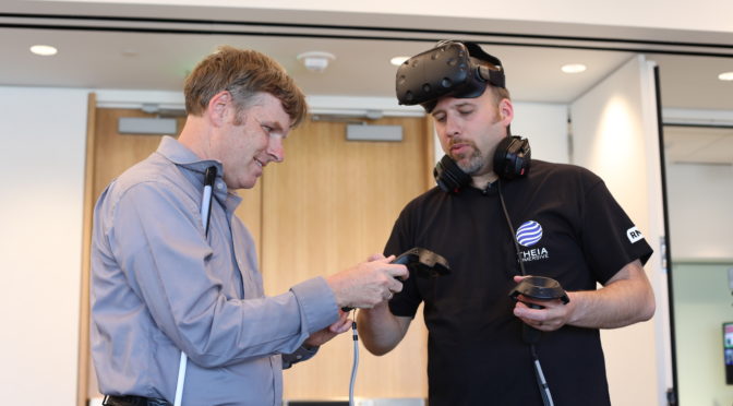 LightHouse employee Frank Welte tries out Theia Immersive
