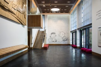 A view of the Charles M. Schulz museum lobby.