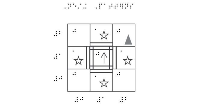 Braille design of a puzzle world for Swift Playgrounds Tactile Puzzle Worlds.