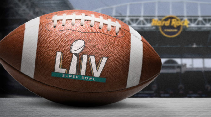 Football with Super Bowl logo