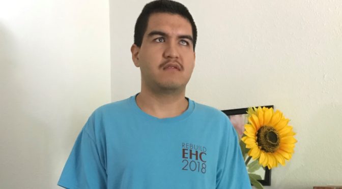 Erik wearing a Rebuild EHC 2018 T-Shirt.