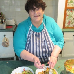 Penny Melville-Brown making food in her kitchen
