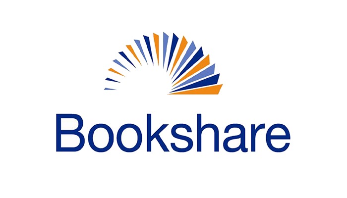 The Bookshare logo: a stylized book opened with all its pages fanned out over the word Bookshare