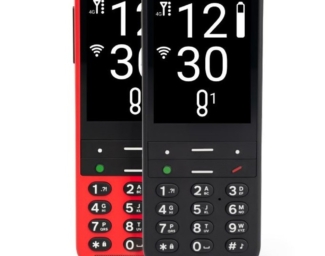 Two BlindShell Classic 2 phones side by side, one is red and the other is black