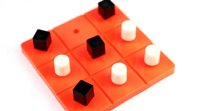 A tactile tic-tac-toe set