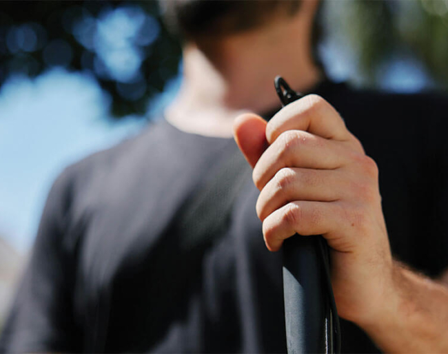 Man holding cane