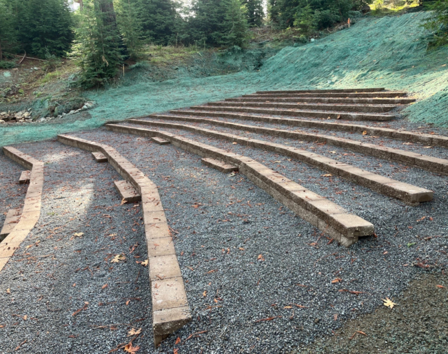 Brand-new wooden benches installed at Redwood Grove at EHC