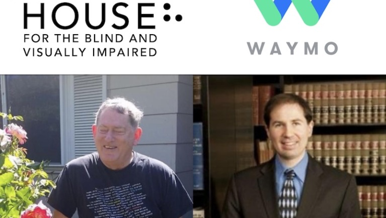 A composite image of the LightHouse logo, Waymo logo, and portraits of Jeff Thom (left) and Tim Elder (right)