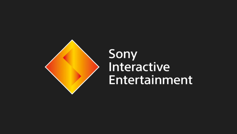 Sony logo in gold, Sony Interactive Entertainment in white font on a black background