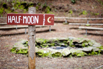 Sign Post for Half-Moon Circle at Enchanted Hills Retreat