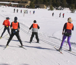 Blind skiers on the slopes.