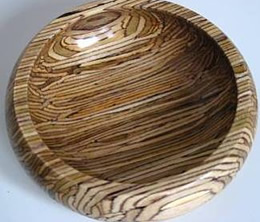 A polished wooden bowl.